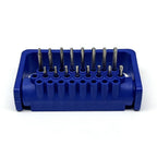 Dental implant machine screwdriver drivers in organized set